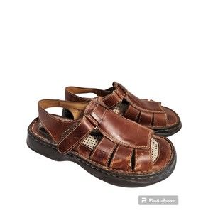 Born Leather Women's Brown Size 8 Narrow Adjustable Open Toe Sandals READ